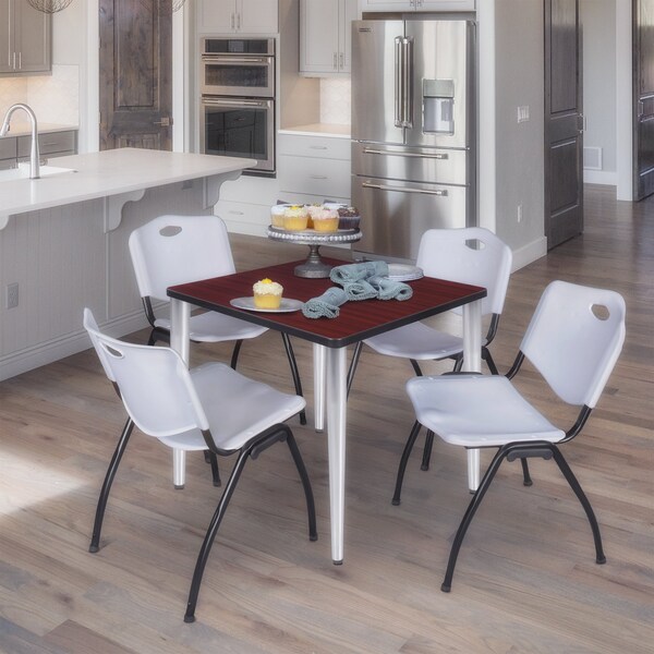 Regency Kahlo Square Table & Chair Sets, 30 W, 30 L, 29 H, Wood, Metal, Plastic Top, Mahogany TPL3030MHCM47GY - main
